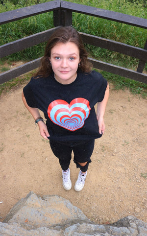 Black “Thermal Hearts” Tee
